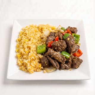 59. French Style Beef Filet Mignon on Tomato Fried Rice Plate