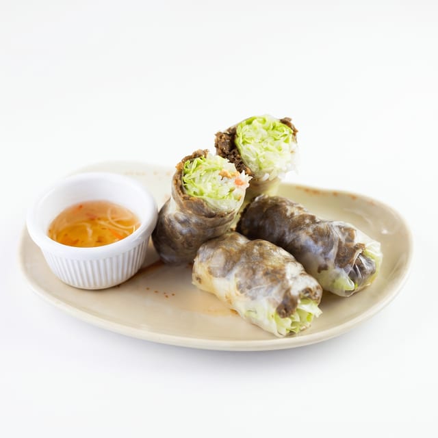 A4. Grilled Beef Spring Rolls.