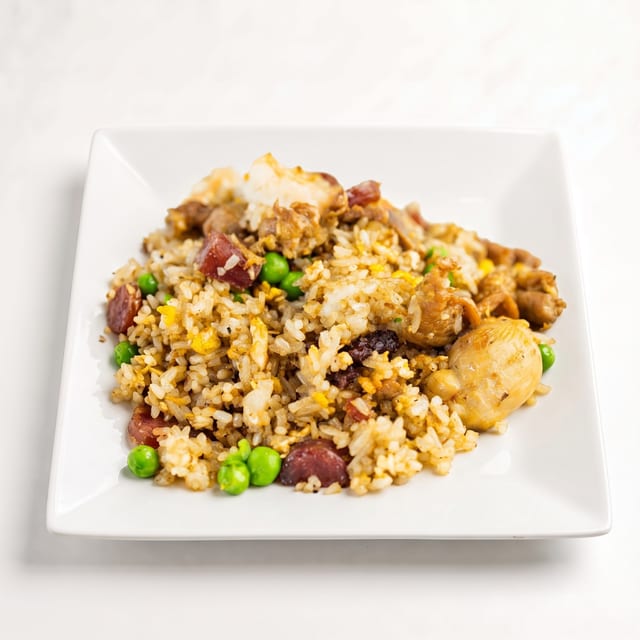 99. Yang Chow Fried Rice (Chicken, Pork, Shrimp, Chinese Sausage).