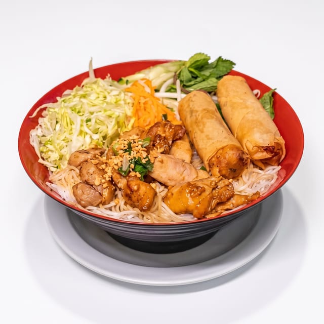 67. Grilled Chicken & Egg Roll on Vermicelli.
