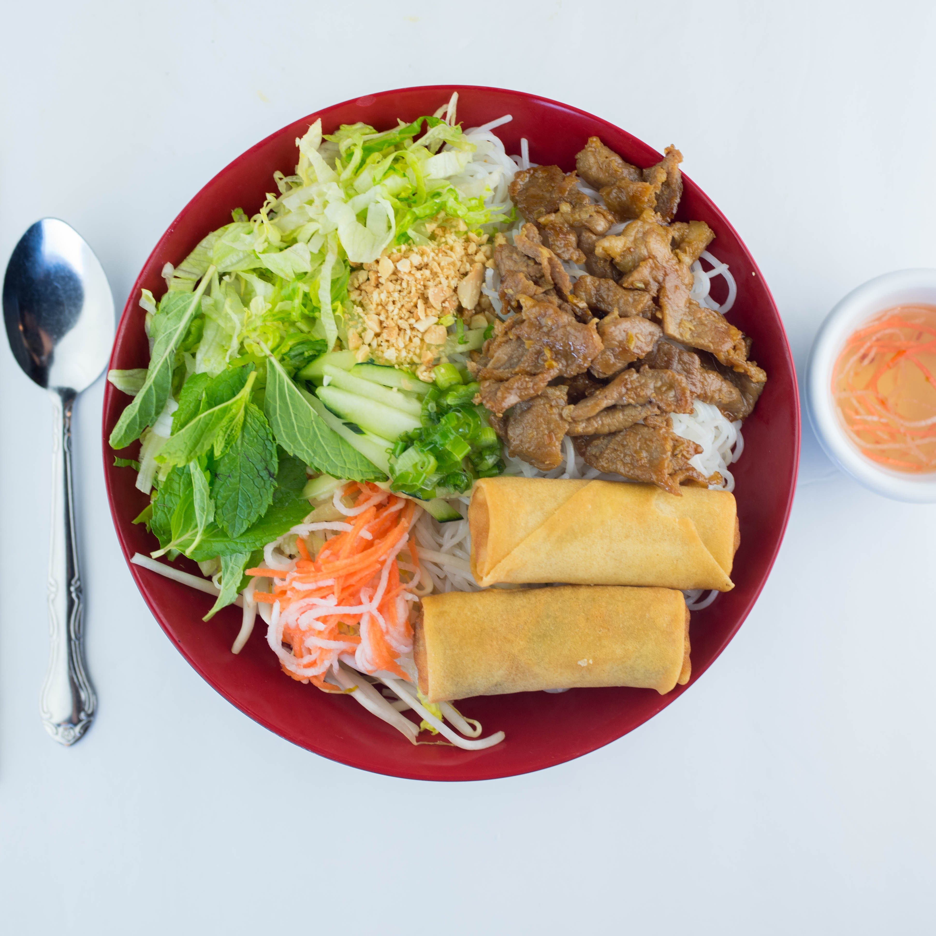 68. Grilled Pork & Egg Roll on Vermicelli.
