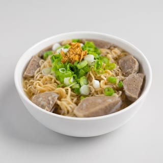 Street Style Meat Balls Fried Noodle Soup