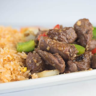 59. French Style Beef Filet Mignon on Tomato Fried Rice Plate