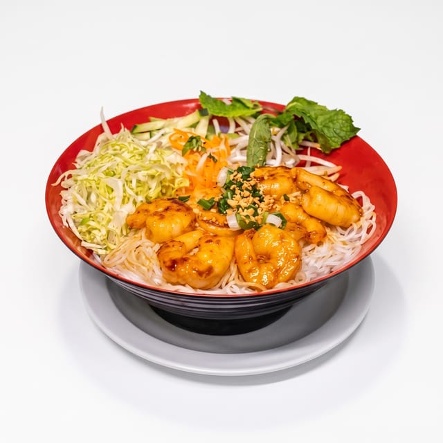 66. Grilled Shrimp on Vermicelli.