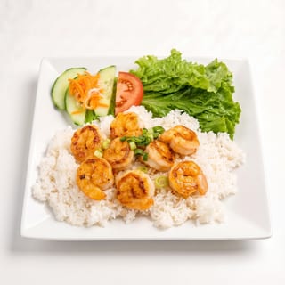 44. Grilled Shrimp on Broken Rice Plate